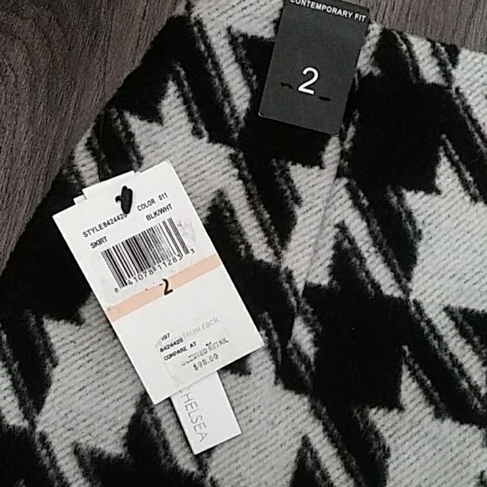 Amanda Chelsea Wool Skirt Black White sz 2 - Picture 6 of 7